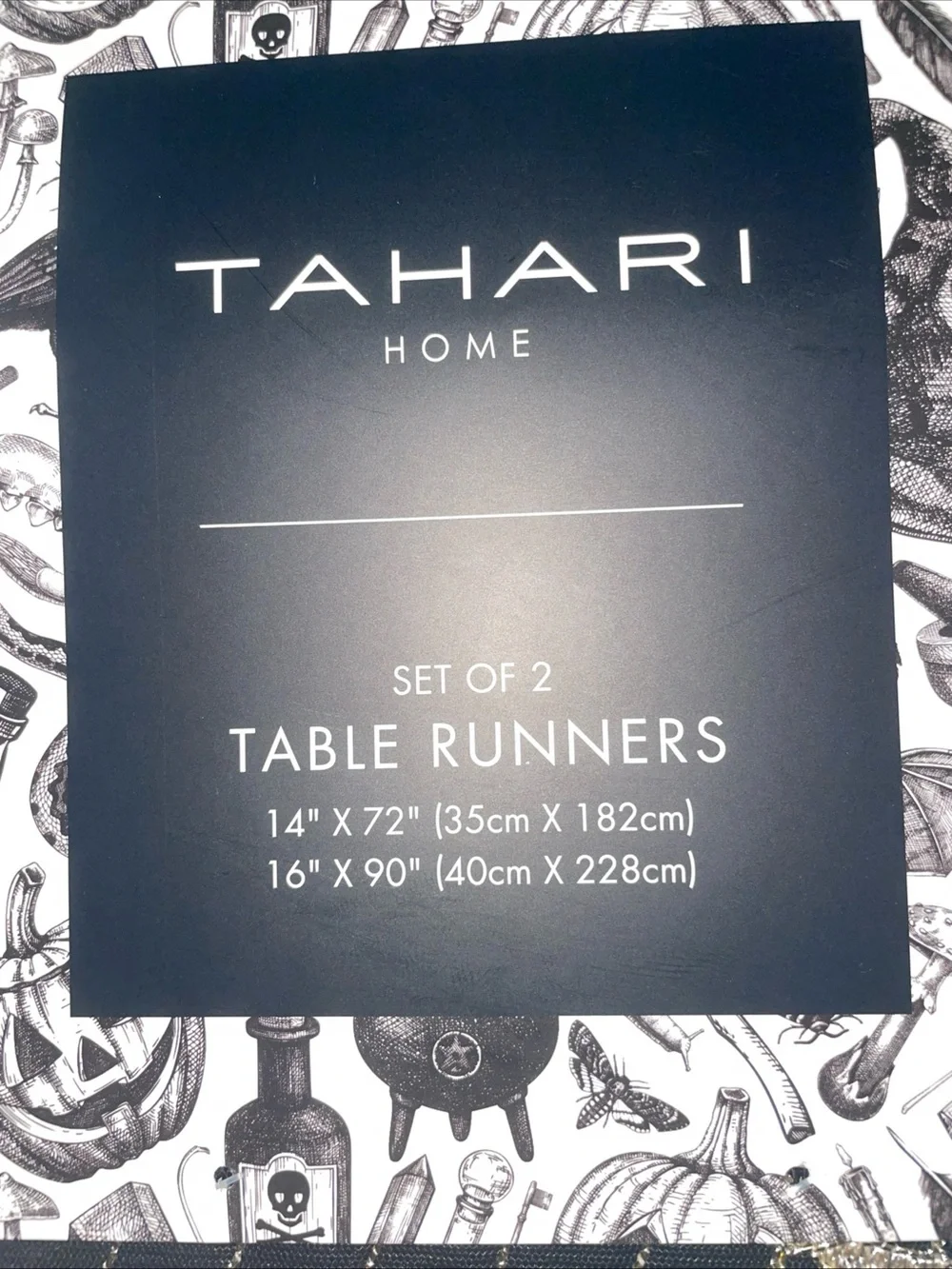 Tahari Table Runners HALLOWEEN Black 16 X 90 & Gold Spider Webs 14” X 72” NIP